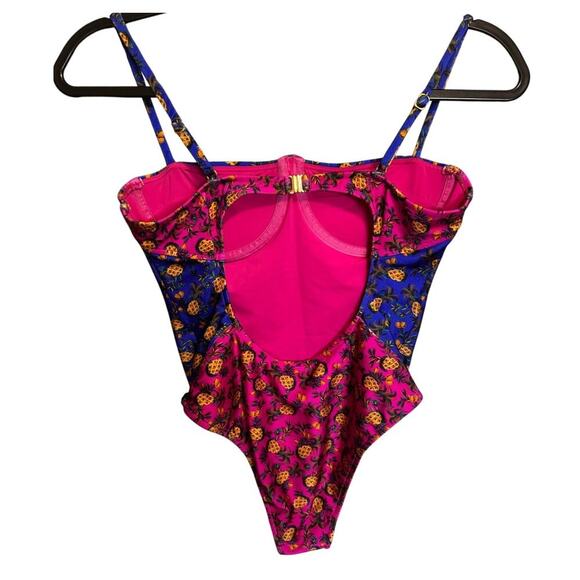 Farm Rio NWT Fruit Dots Bi Printed One Piece Swimsuit In Pink And Blue Size XL - Picture 8 of 14